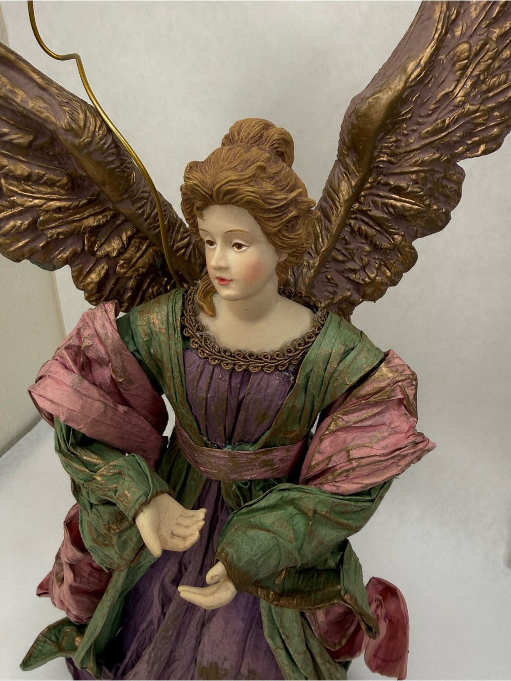 Vintage Cartapesta Paper-Mache Angel Tree Topper, handcrafted 15” - Picture 2 of 8